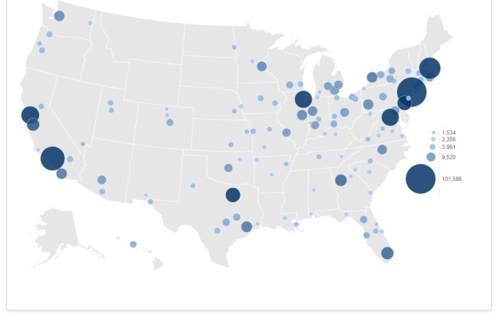 Map: 118 U.S. Metro Areas with at Least 1,500 Foreign Students, 2008–2012