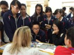 Vietnamese students gathering information about US higher education.