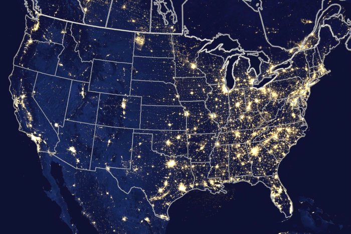 us map at night 2018 nasa