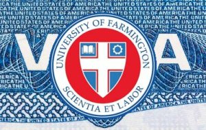 Visa document logo close up of the United States of America.